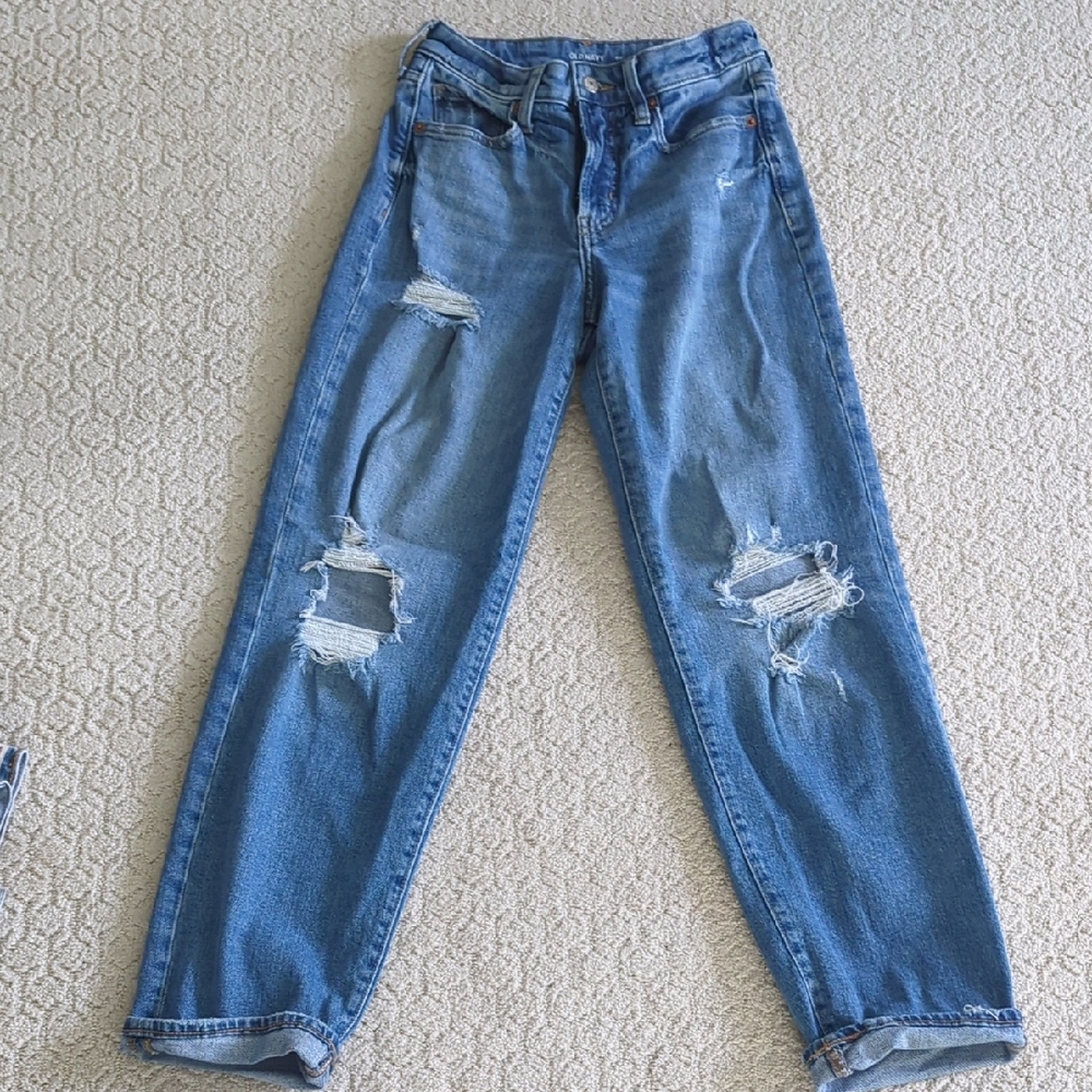Old Navy Blue Distressed Boyfriend Jeans